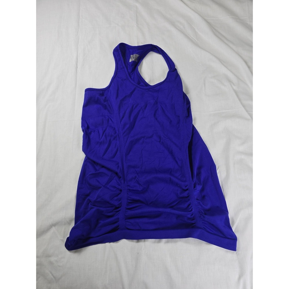 Athleta Tank Top Womens Medium Blue Ruched Racerback Seamless Yoga Athletic